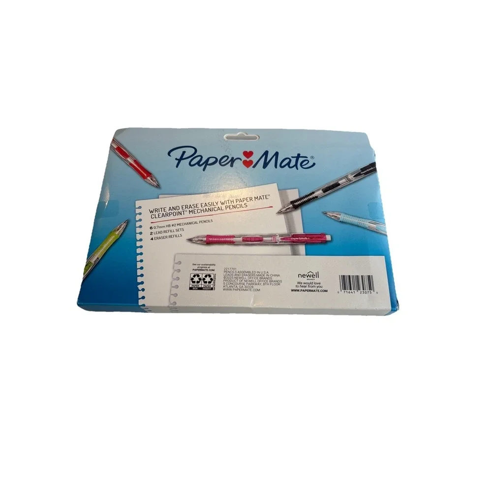 Papermate Mechanical Clearpoint Pencils 6 Count - Multicolor with Lead & Erasers